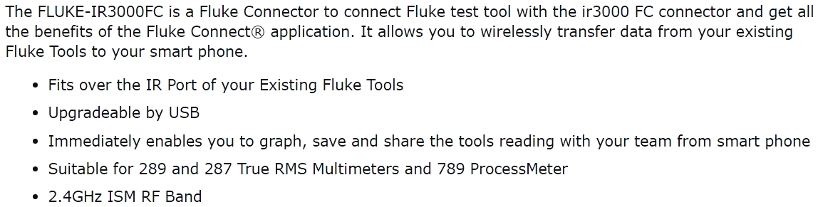 מתאם אלחוטי לרב מודד פלוק FLUKE IR3000 IR3000FC